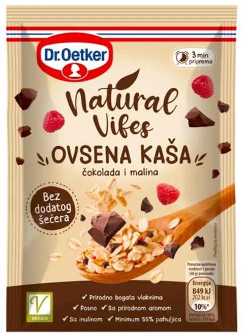 Dr. Oetker Natural Vibes ovsena kaša čokolada i malina