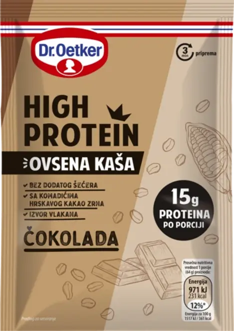 Dr. Oetker High protein ovsena kaša čokolada