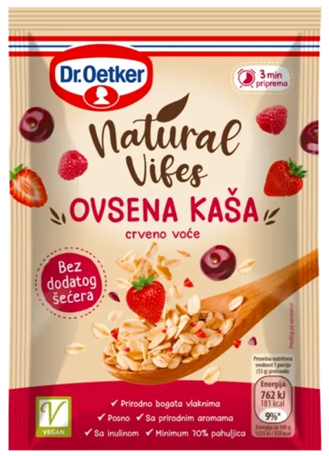 Dr. Oetker Natural Vibes ovsena kaša crveno voće